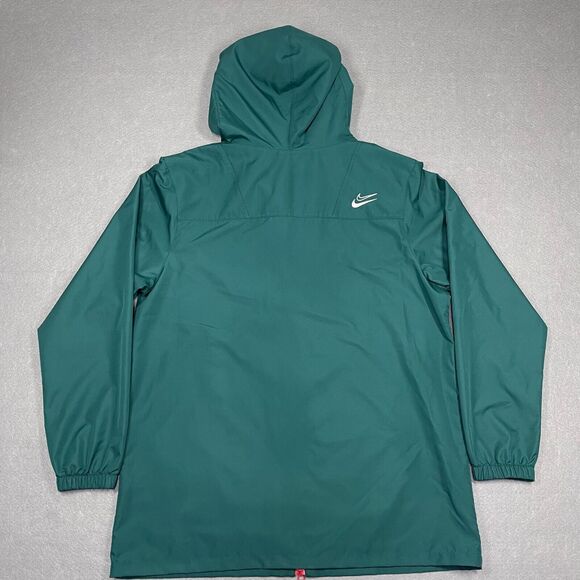 Nike KD Jacket Men Medium Green Lightweight Windbreaker Hood Full Zip Activewear - Picture 6 of 13